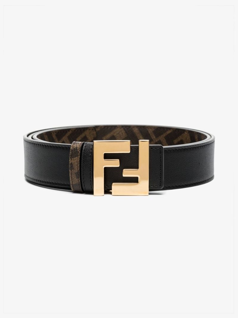 Black Ff Reversible Leather Belt