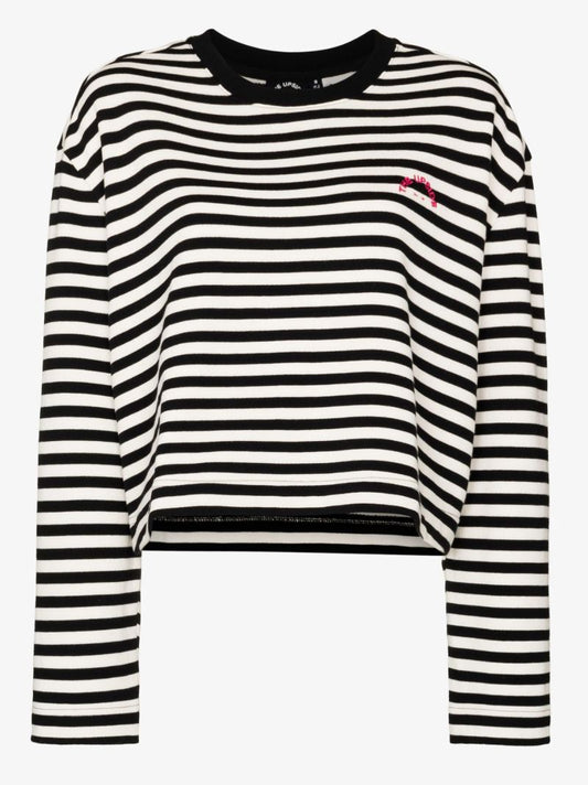 Black and White Odelia Striped Organic Cotton Sweatshirt