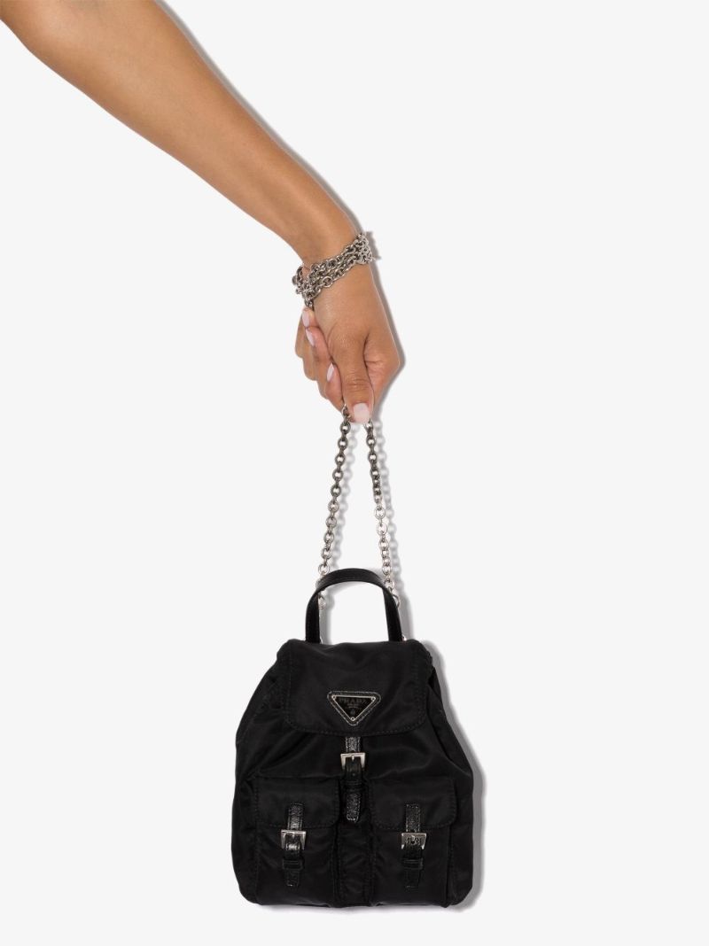 Black Nylon Mini Backpack