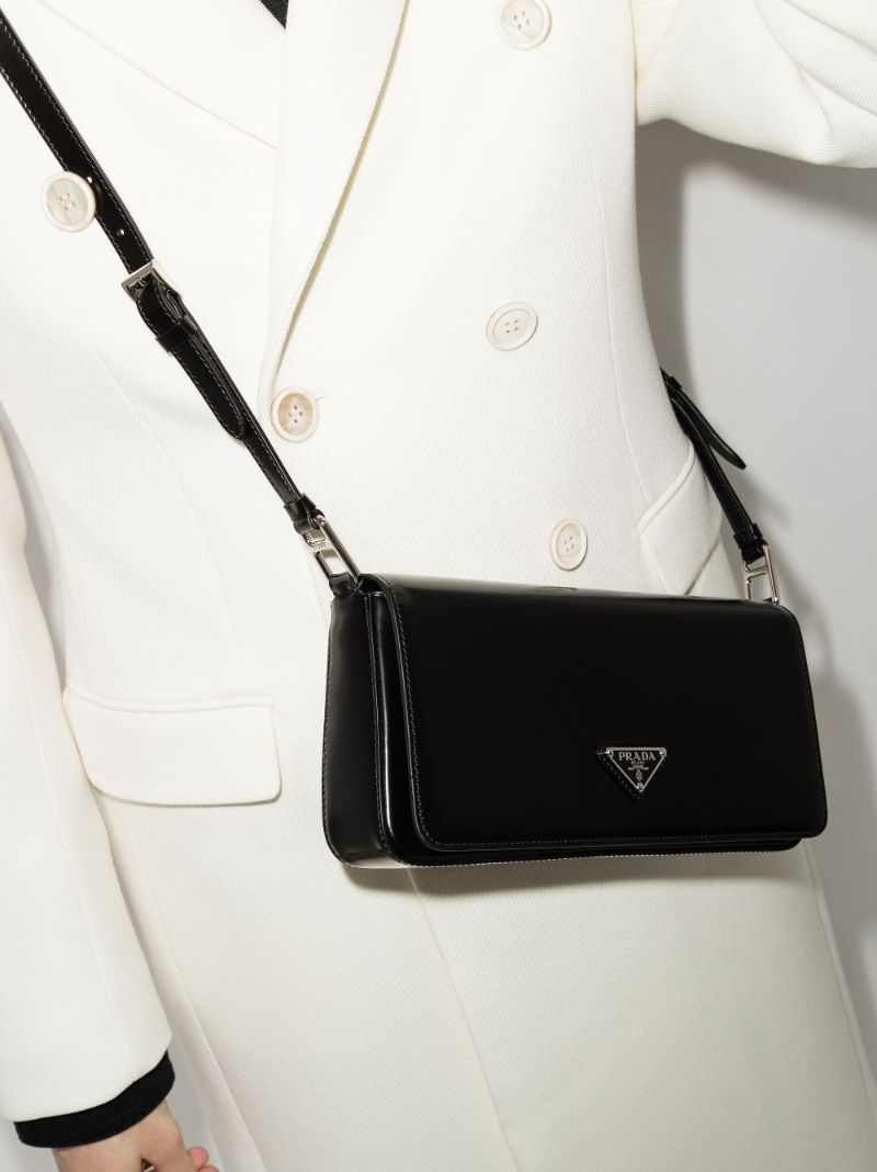 Black Baguette Leather Shoulder Bag