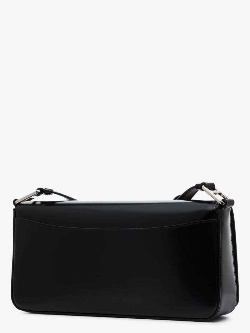 Black Baguette Leather Shoulder Bag