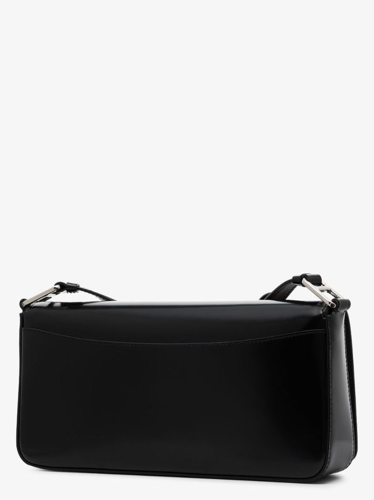 Black Baguette Leather Shoulder Bag