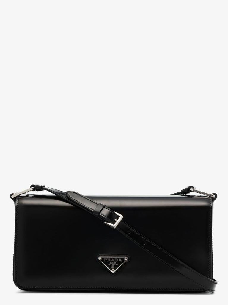 Black Baguette Leather Shoulder Bag