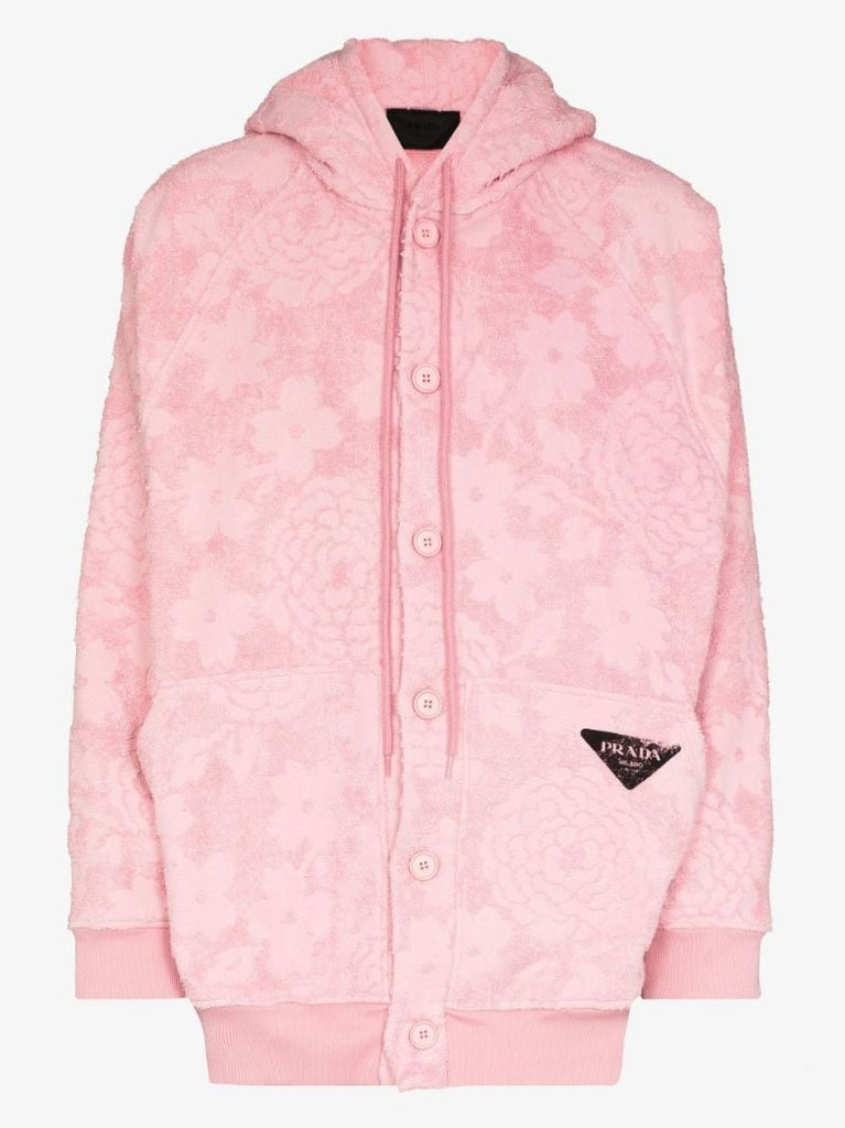 Hooded Floral Cotton Jacquard Jacket