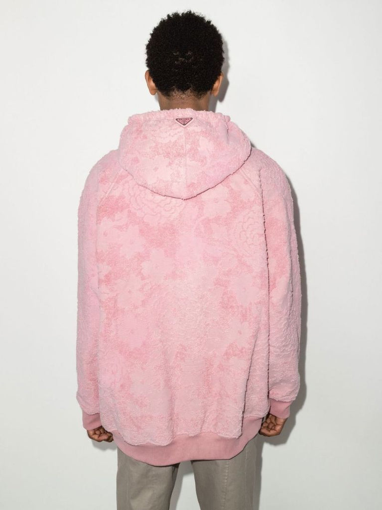 Hooded Floral Cotton Jacquard Jacket
