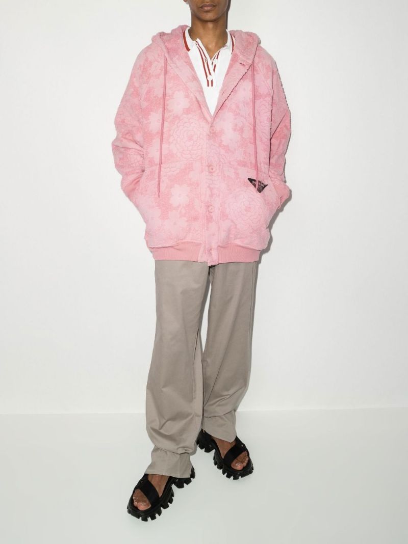 Hooded Floral Cotton Jacquard Jacket