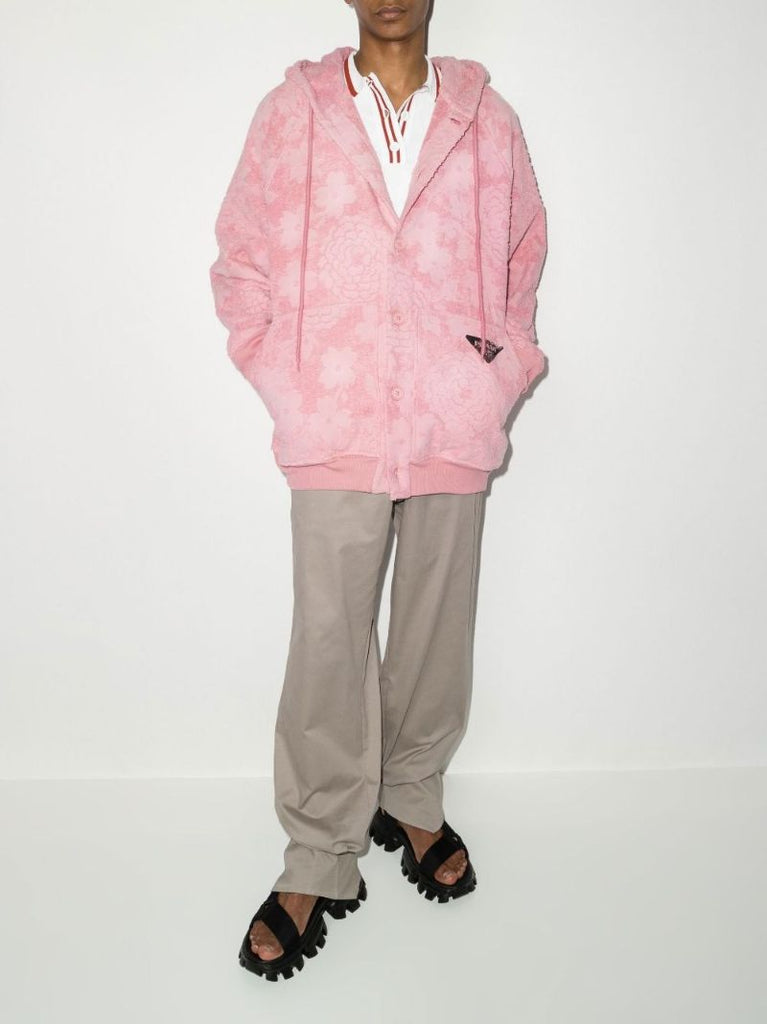 Hooded Floral Cotton Jacquard Jacket