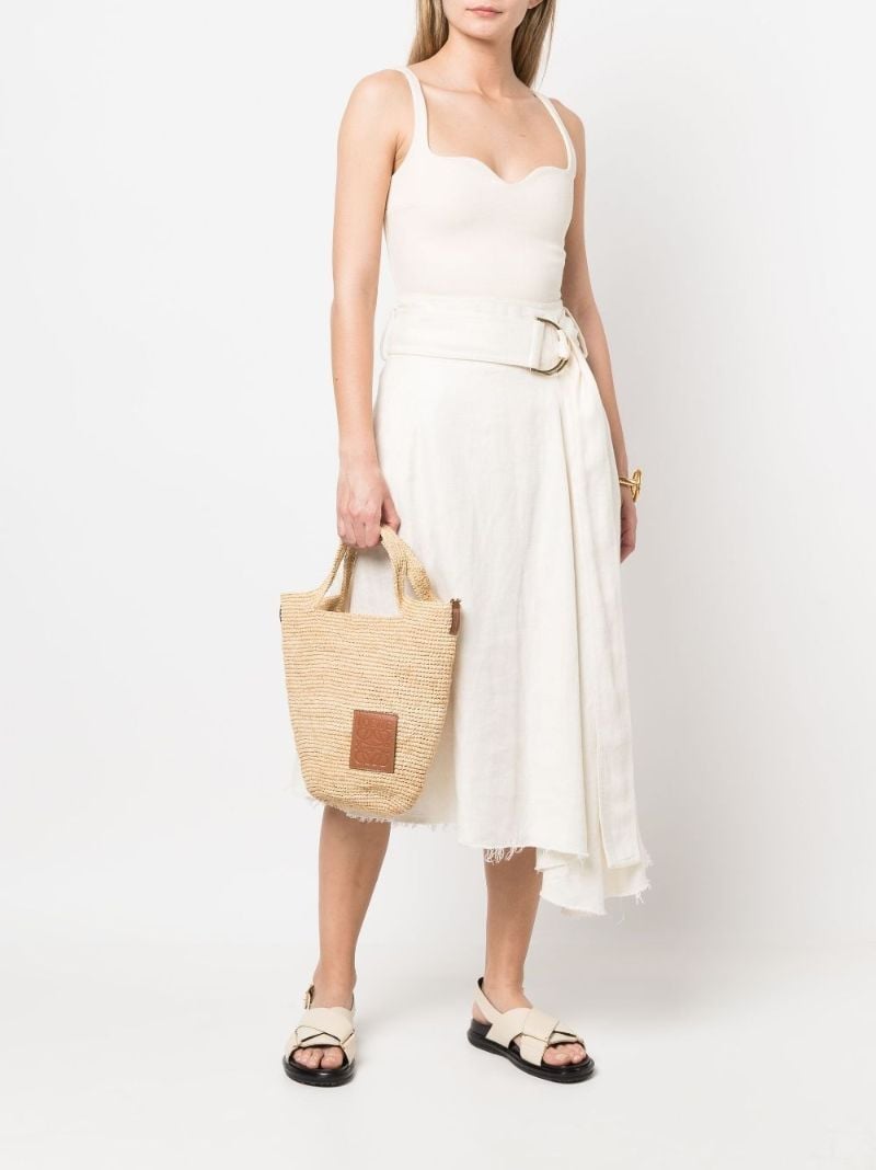 Beige Logo Patch Tote Bag