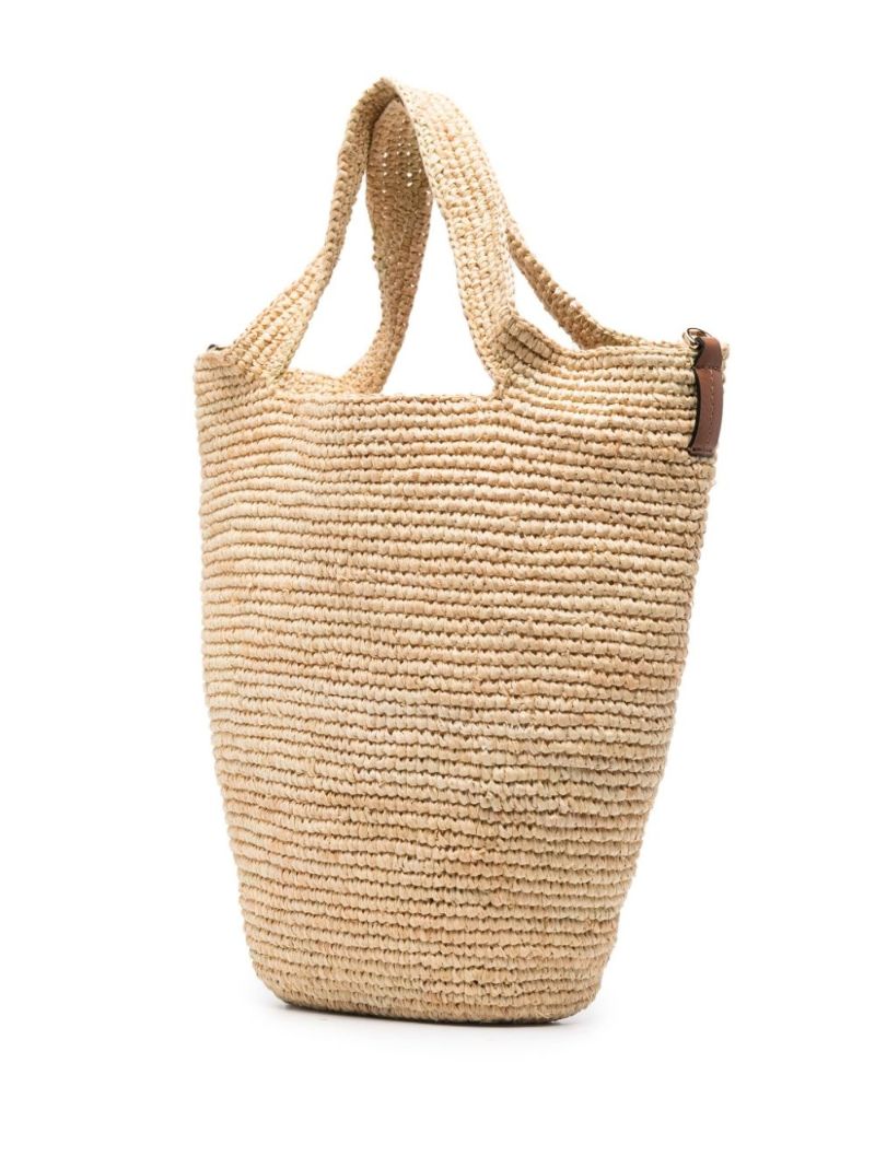 Beige Logo Patch Tote Bag