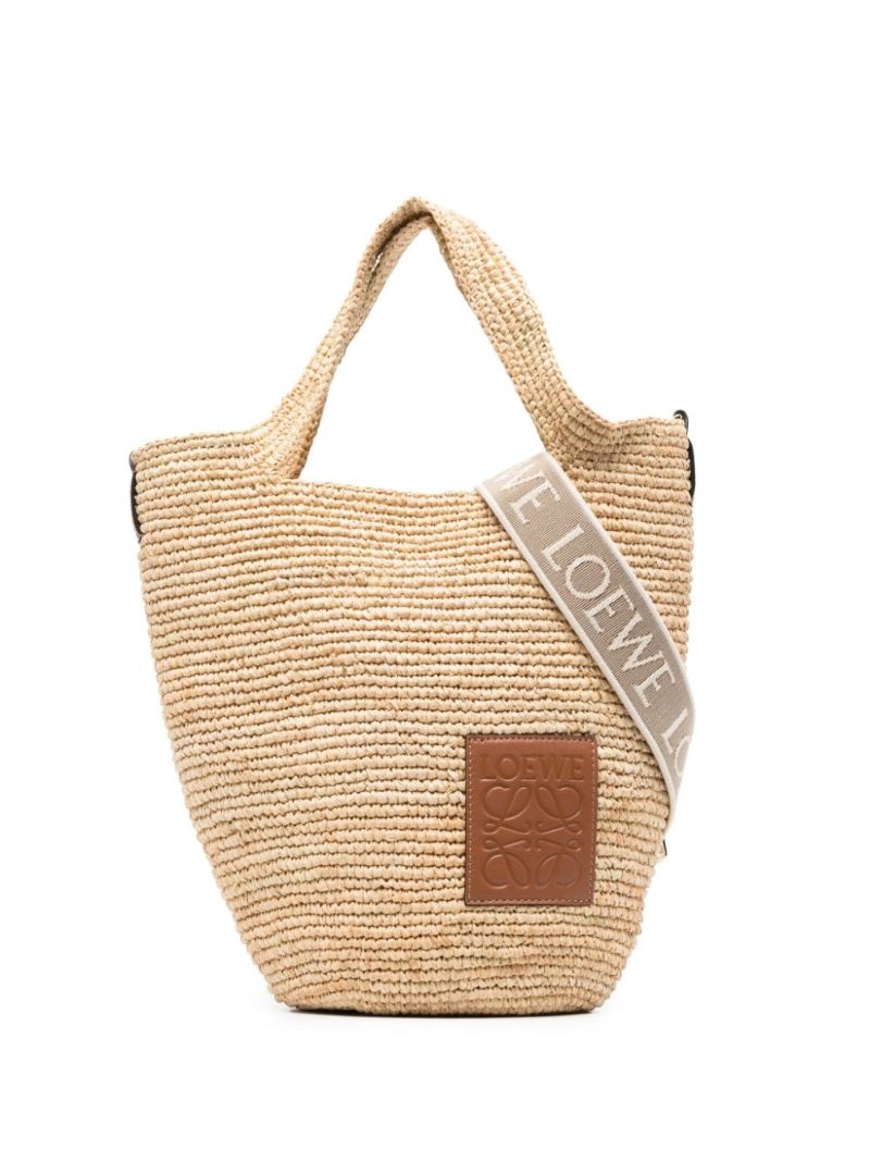 Beige Logo Patch Tote Bag
