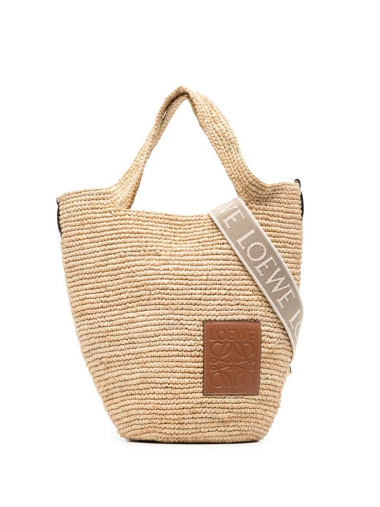 Beige Logo Patch Tote Bag