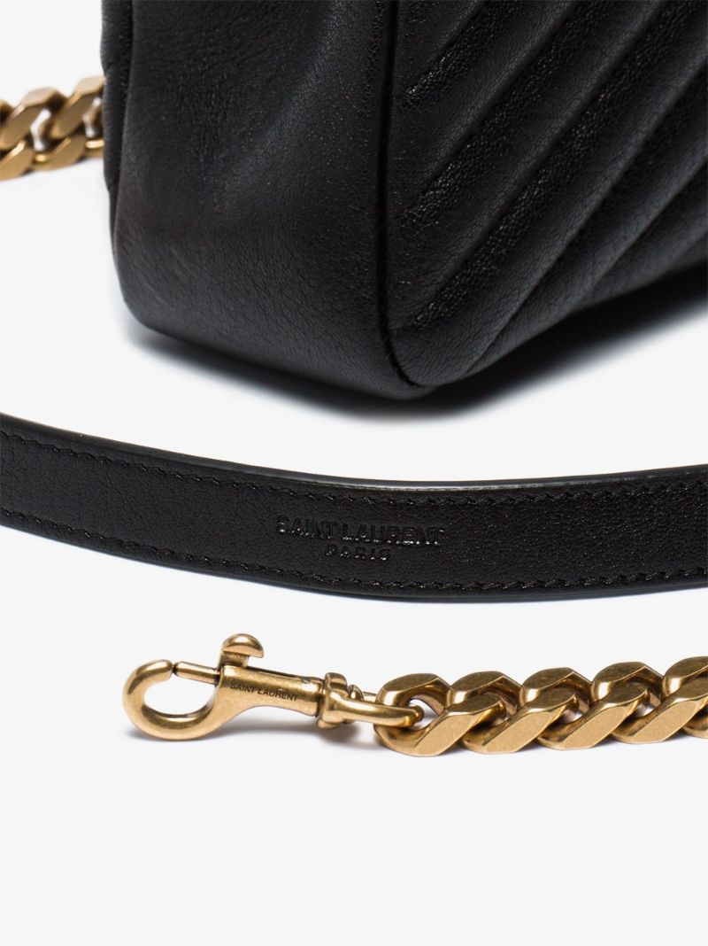 Black College Medium Leather Shoulder Bag