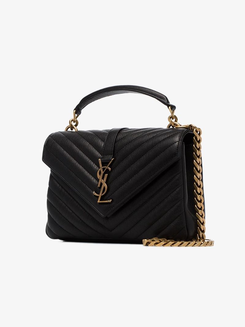 Black College Medium Leather Shoulder Bag
