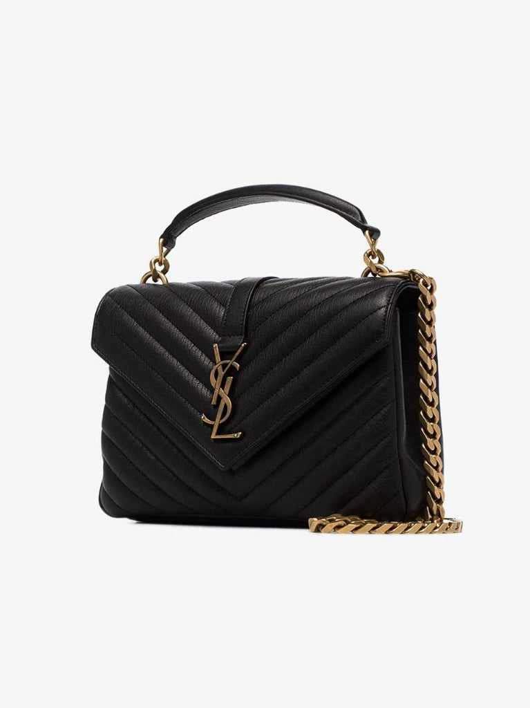 Black College Medium Leather Shoulder Bag