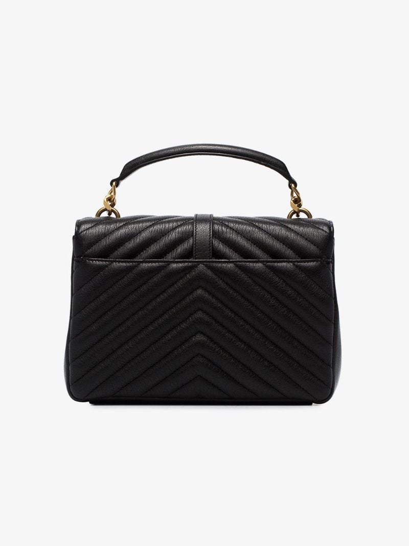 Black College Medium Leather Shoulder Bag