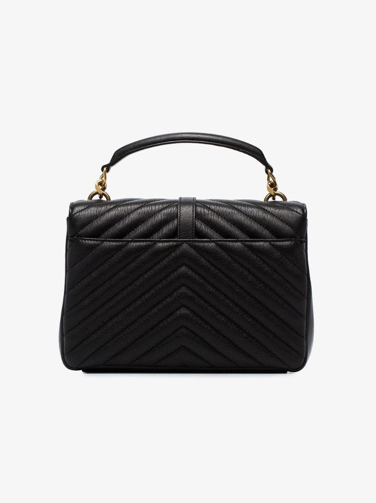 Black College Medium Leather Shoulder Bag