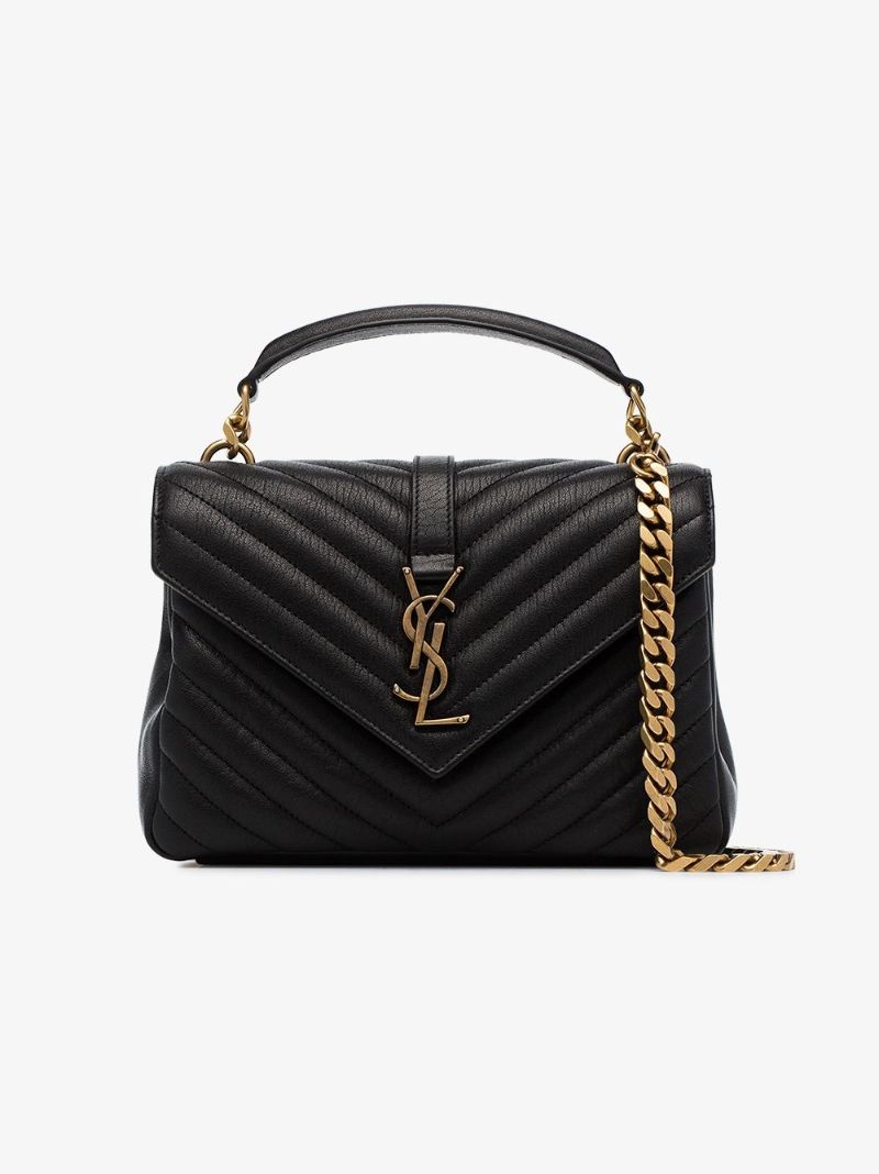 Black College Medium Leather Shoulder Bag
