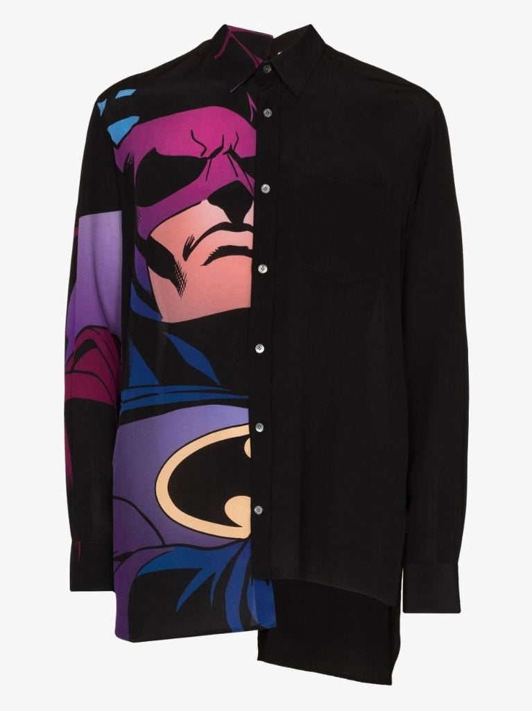 Black Batman Button-down Silk Shirt
