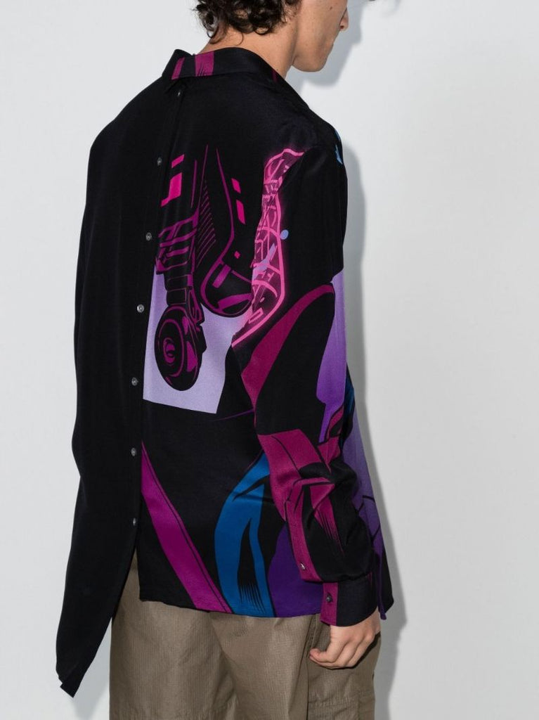 Black Batman Button-down Silk Shirt
