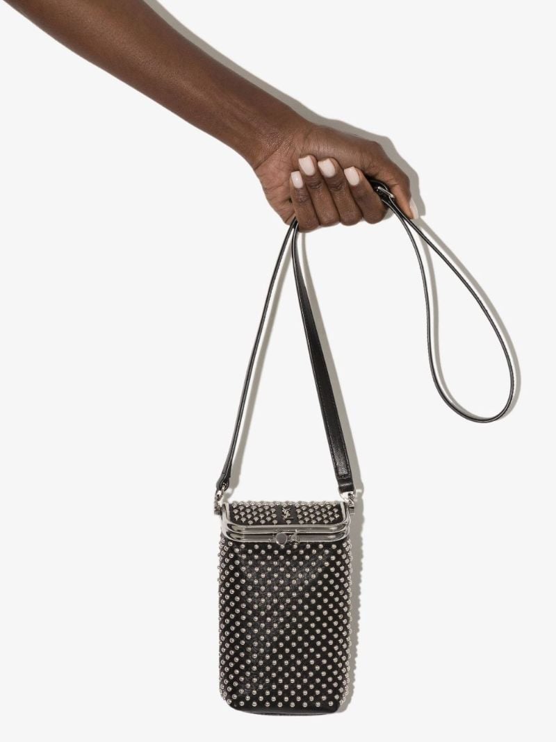 Black Charniere Small Studded Leather Cross Body Bag