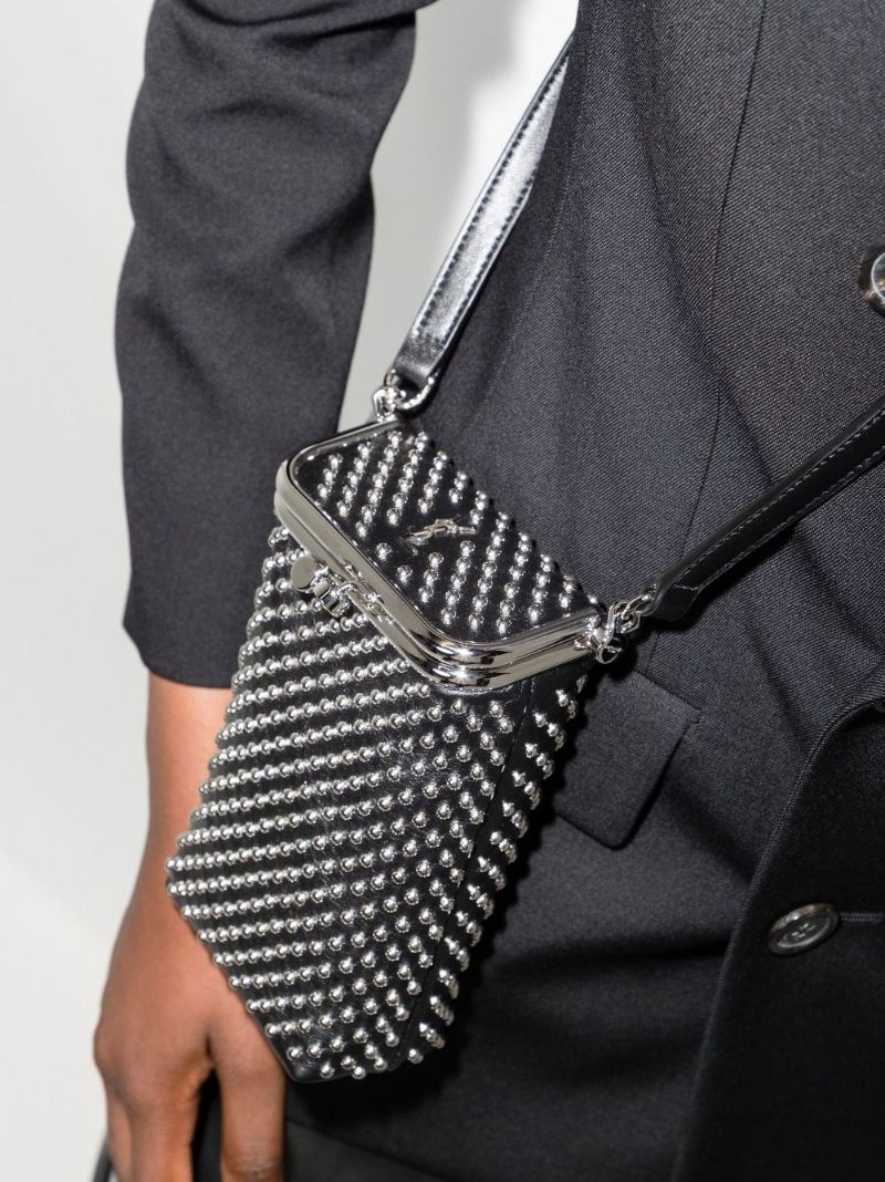 Black Charniere Small Studded Leather Cross Body Bag
