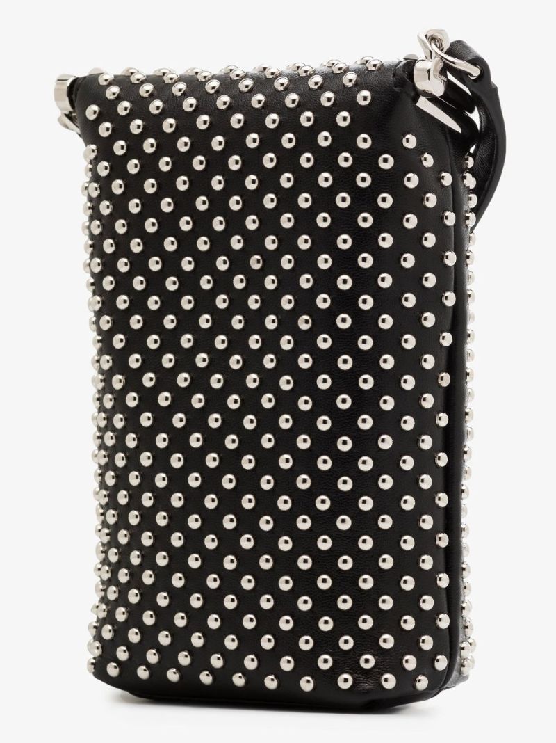Black Charniere Small Studded Leather Cross Body Bag