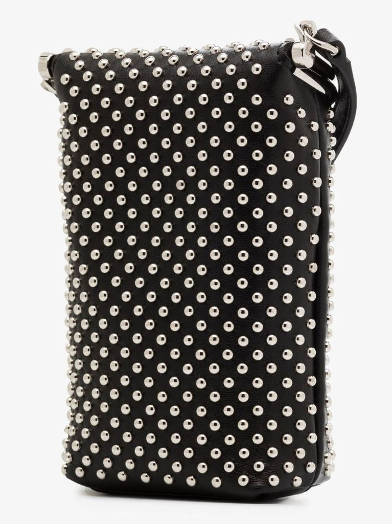 Black Charniere Small Studded Leather Cross Body Bag
