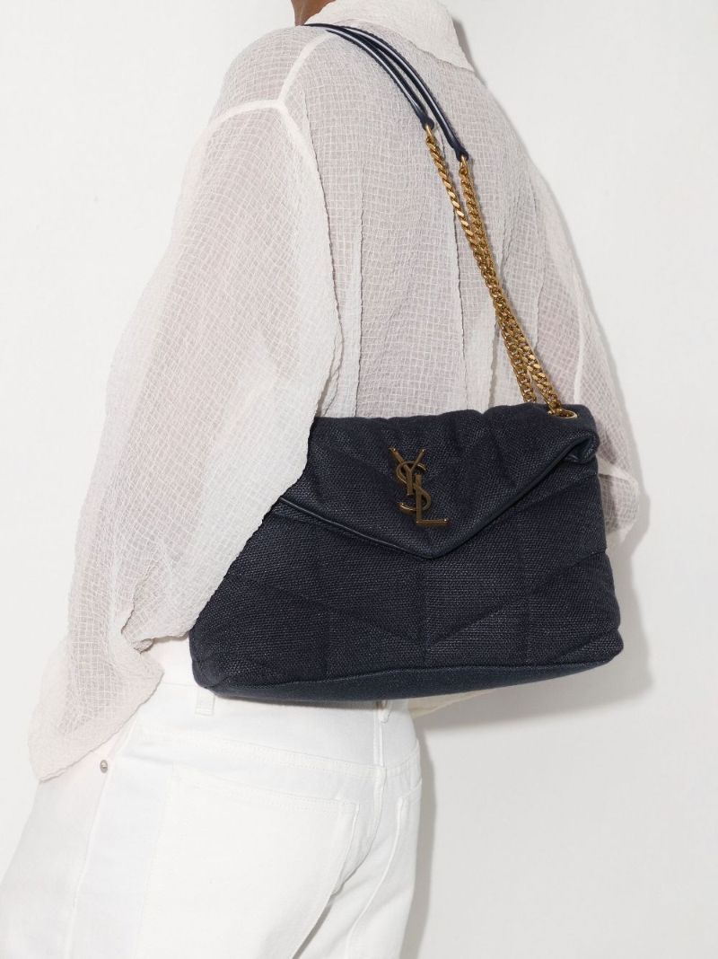 Blue Loulou Medium Denim Shoulder Bag