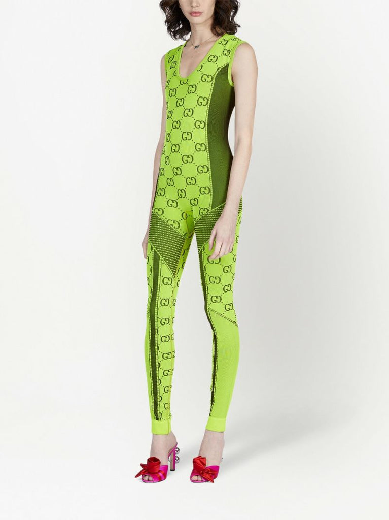 Green Gg Jacquard Jumpsuit
