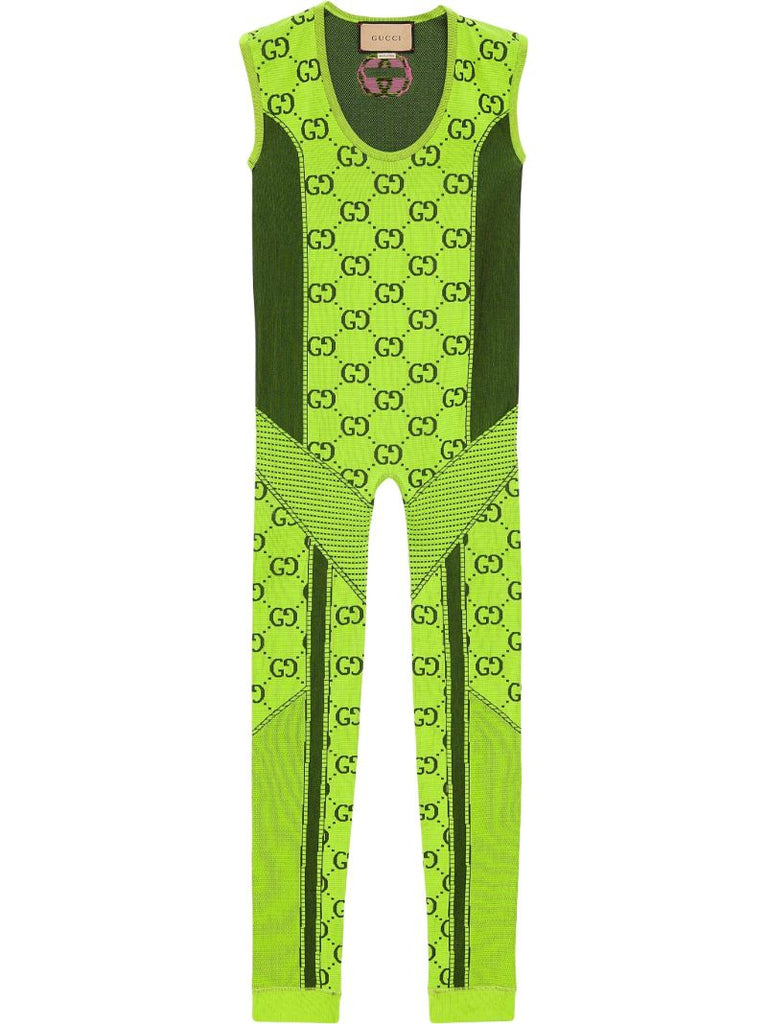 Green Gg Jacquard Jumpsuit