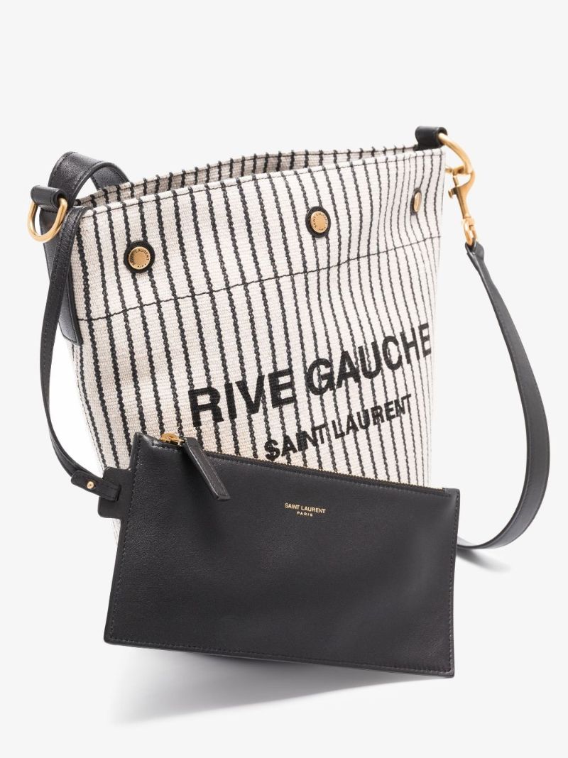 Neutral Rive Gauche Striped Bucket Bag