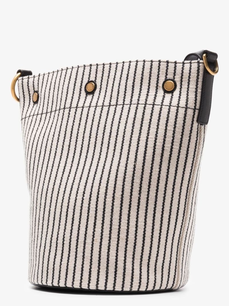 Neutral Rive Gauche Striped Bucket Bag