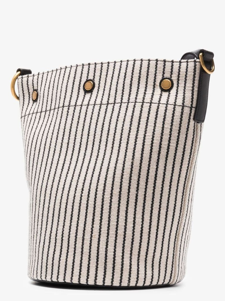 Neutral Rive Gauche Striped Bucket Bag