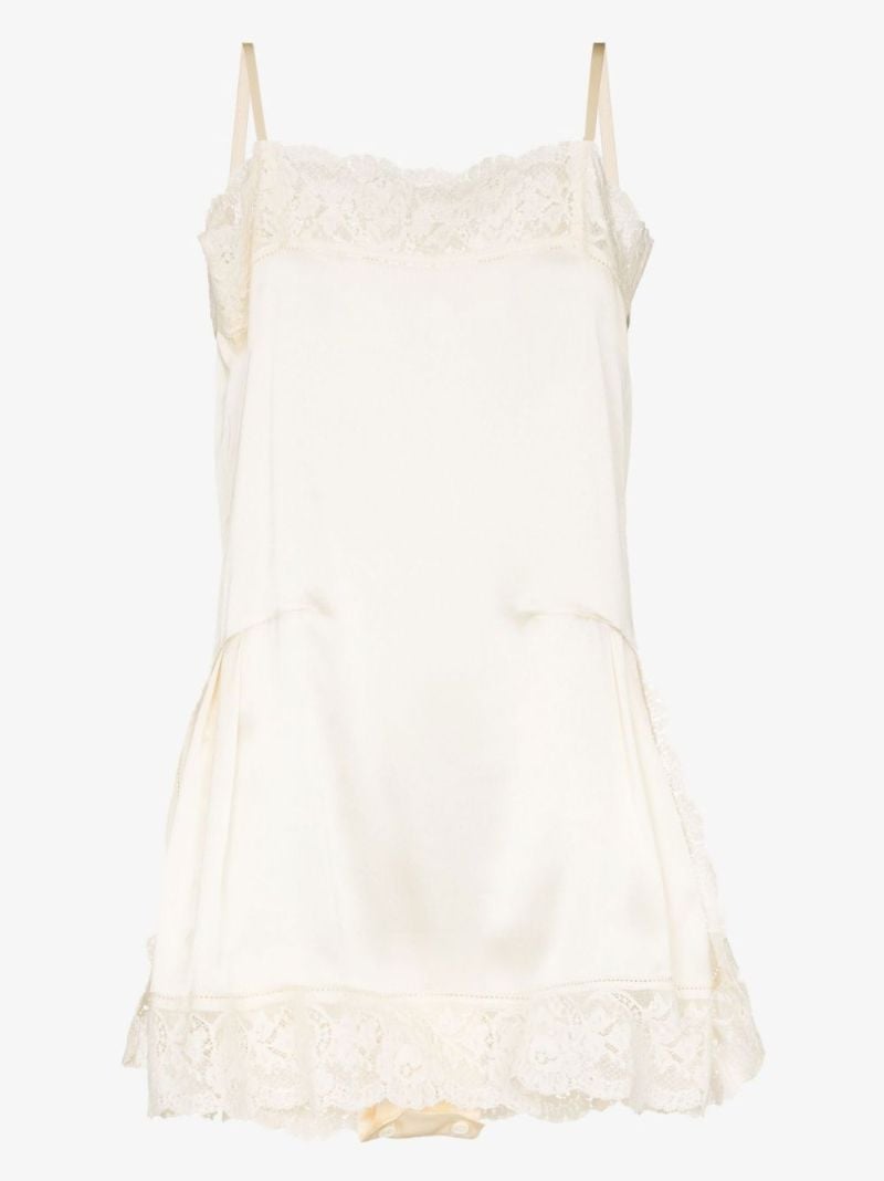 Lace Trim Silk Mini Dress