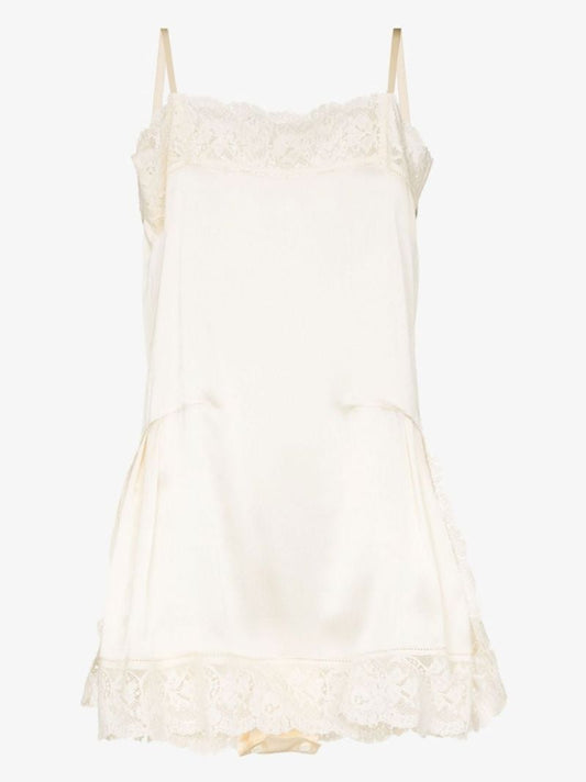 Lace Trim Silk Mini Dress