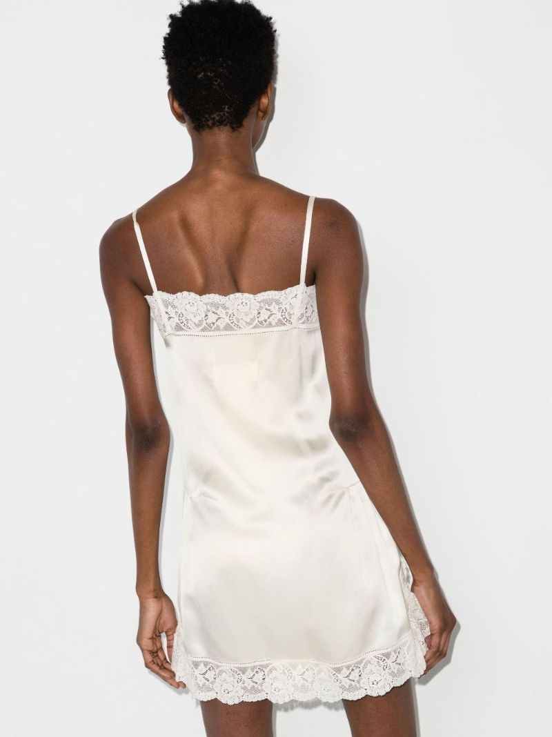 Lace Trim Silk Mini Dress