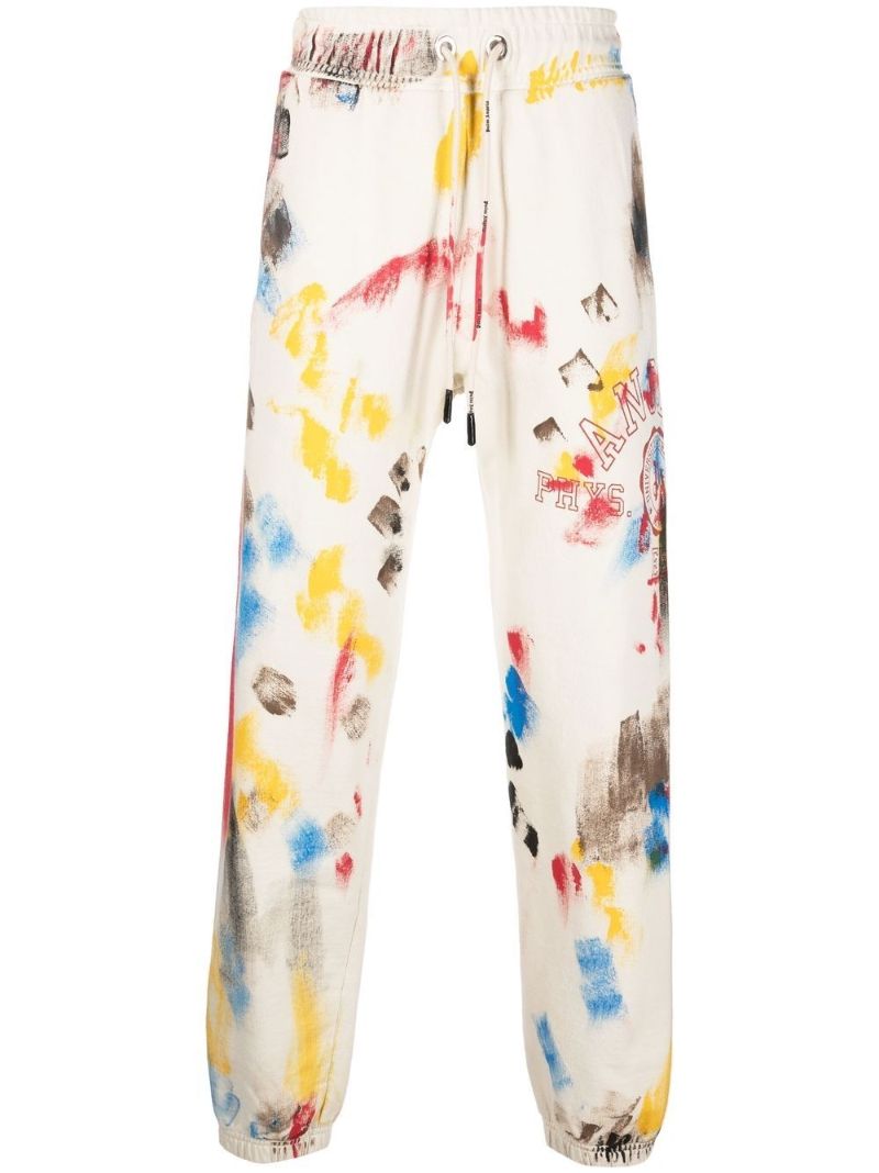 Neutral Printed Cotton Track Pants