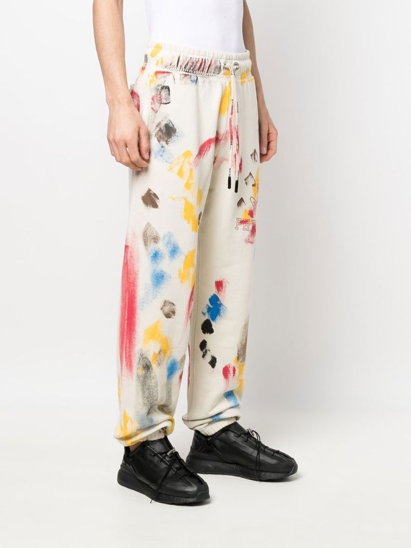 Neutral Printed Cotton Track Pants