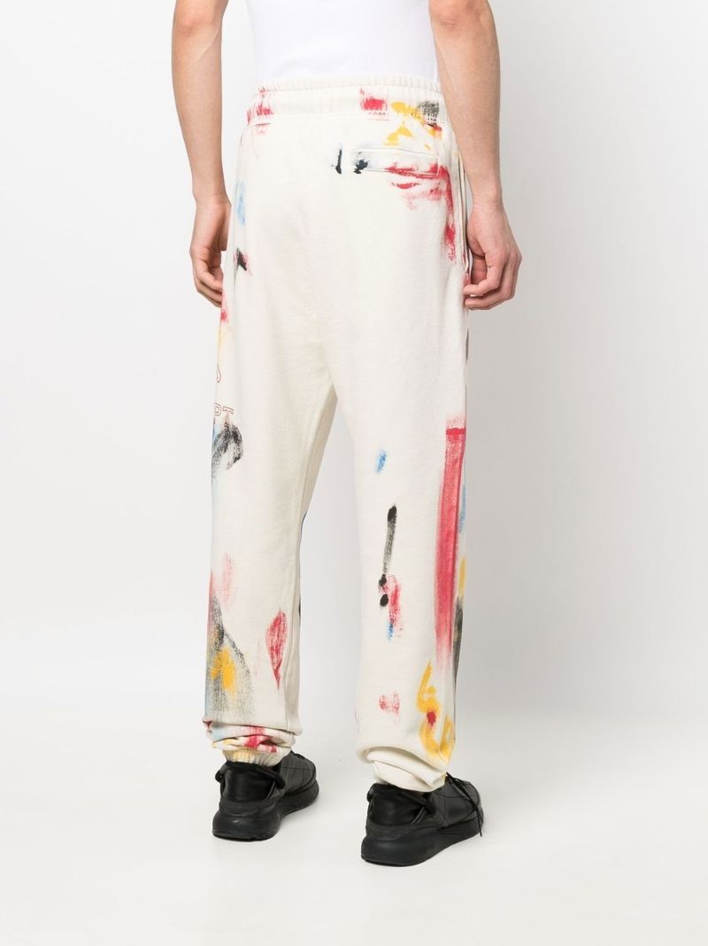 Neutral Printed Cotton Track Pants