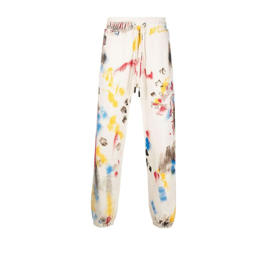 Neutral Printed Cotton Track Pants