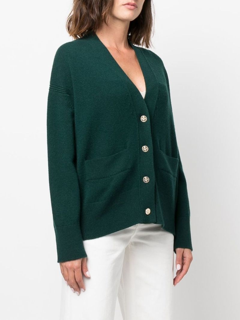 Green V-neck Cashmere Cardigan