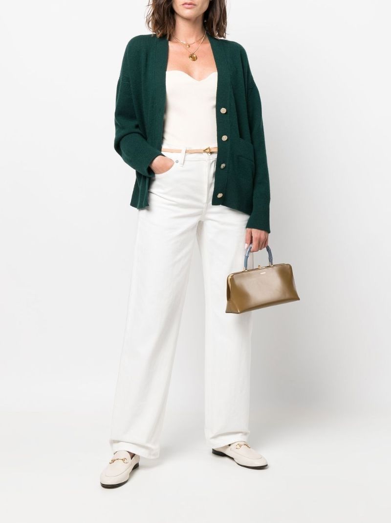 Green V-neck Cashmere Cardigan