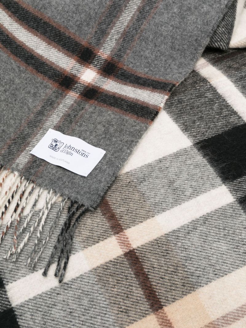 Black Double Face Check Wool Throw
