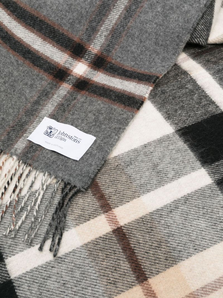 Black Double Face Check Wool Throw