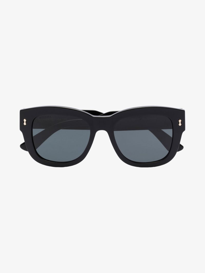 Black Logo Rectangular Sunglasses