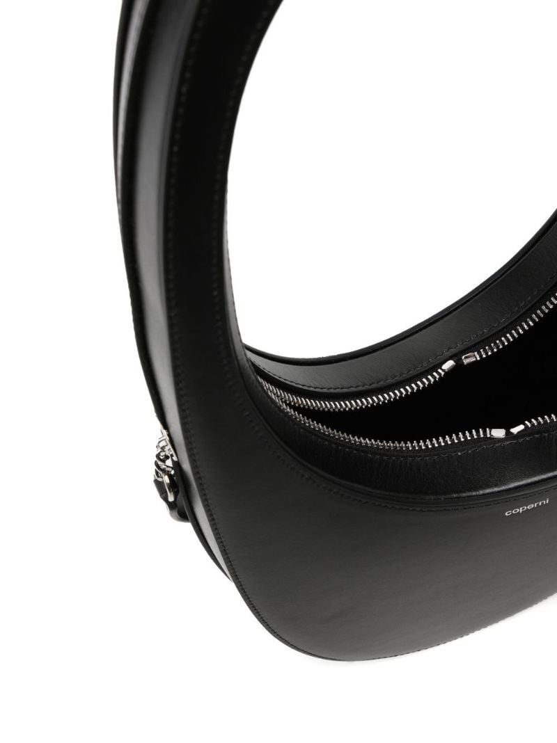 Black Swipe Leather Top Handle Bag