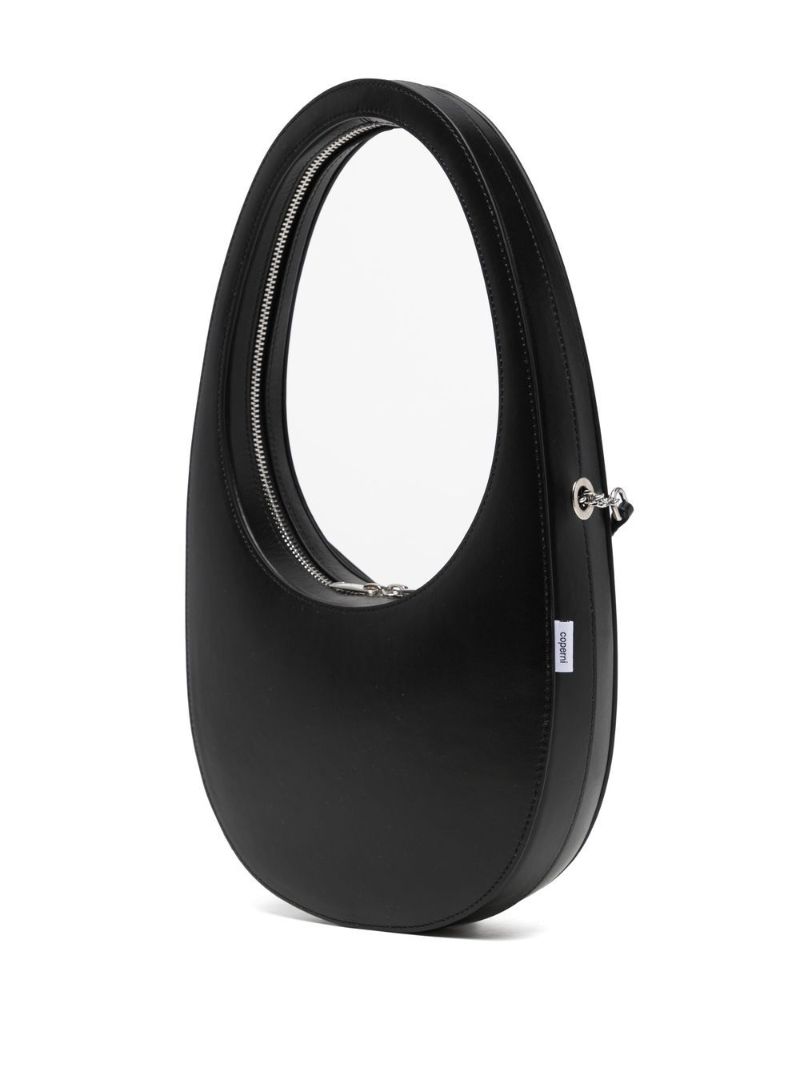 Black Swipe Leather Top Handle Bag