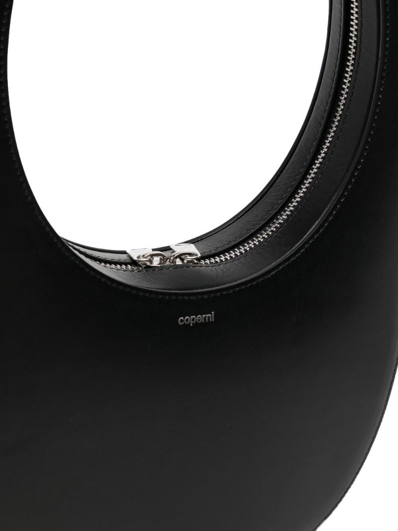 Black Swipe Leather Top Handle Bag