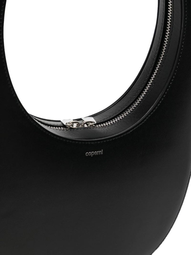 Black Swipe Leather Top Handle Bag