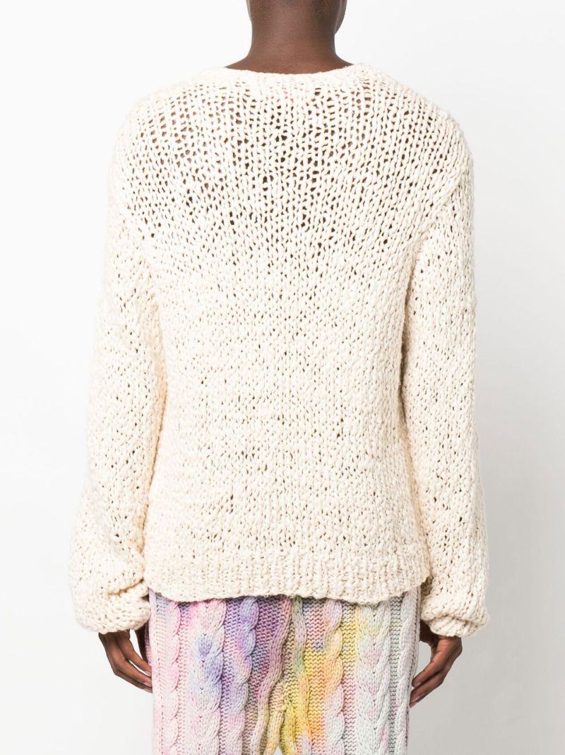 Neutral Open Knit Cotton Sweater